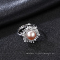 CZ Small Snowflake 925 Silver Freshwater Pearl Rings